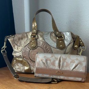 COACH Gold Speedy Handbag/Wallet Set